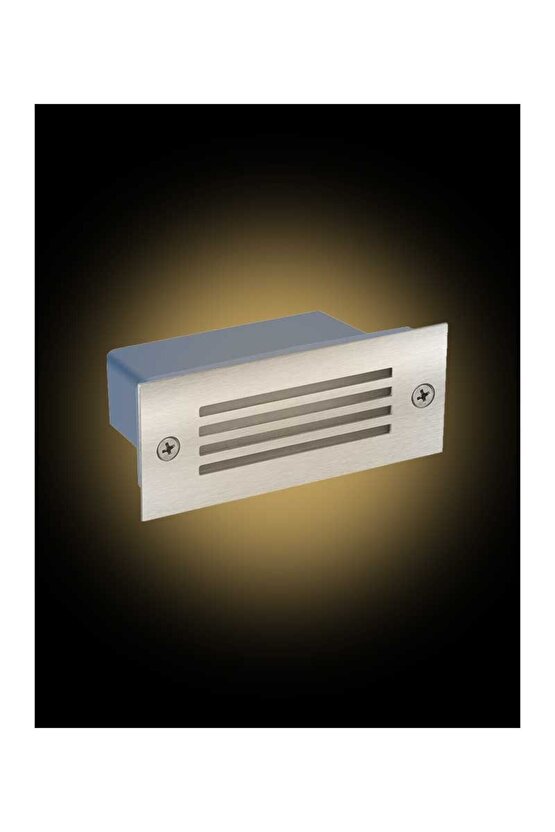 Krom Kasa 3 Watt, Elektrikle Çalışır, İç ve Dış Mekan Nemli Alan Sensörsüz Merdiven Led 3200 Kelvin