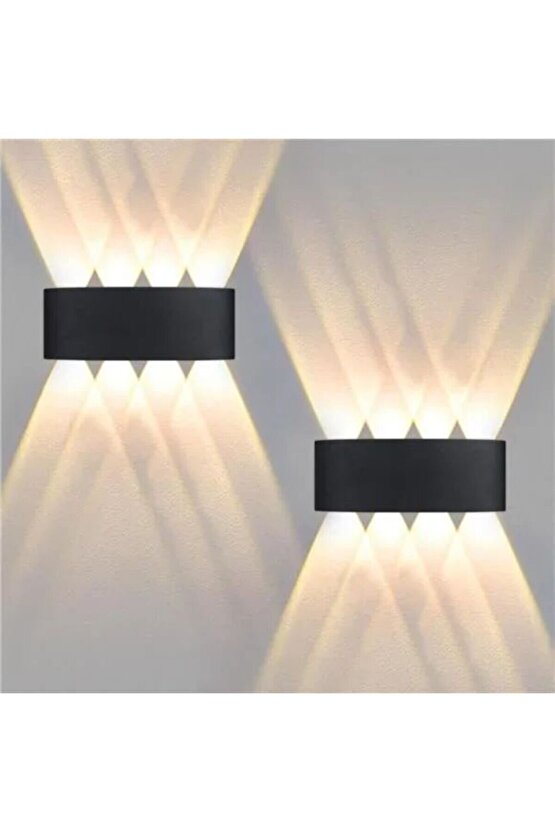 2 Adet 15 Watt, Amber Işık Ledli Çok Kaliteli İç ve Dış Mekan Aydınlatma Armatürü Bahçe Duvar Apliği