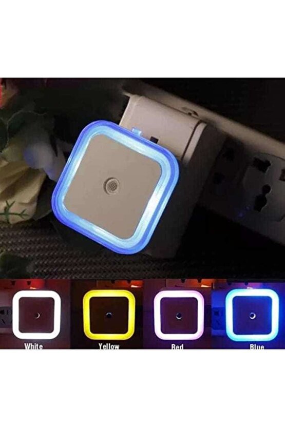 Fotoselli Led Gece Lambası, Mavi Renk Gece Otomatik Yanar, Gündüz Söner 1 Watt Gece Lambası