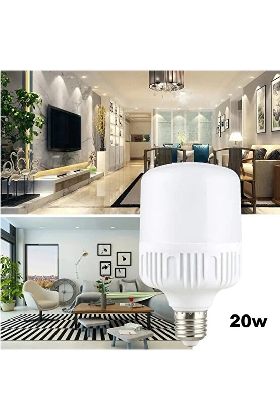 5 Adet 20 Watt, Yüksek Işık, 1800 Lümen Beyaz Işık Torch Ampul, E27 Duy Çok Kaliteli LED Ampul