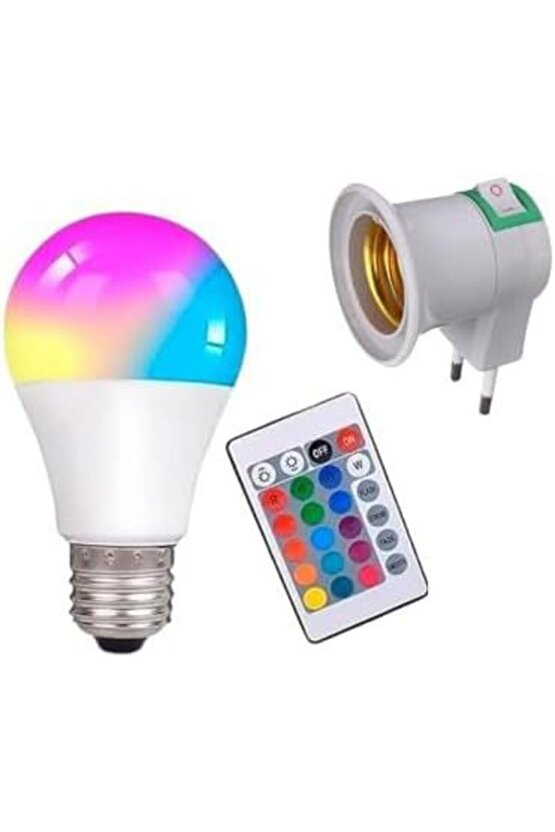 Prize Tak Çalıştır Kumandalı, 16 Farklı Işık Renkli, Çakar Modlu Akıllı Led Ampul Kaliteli RGB Ampul