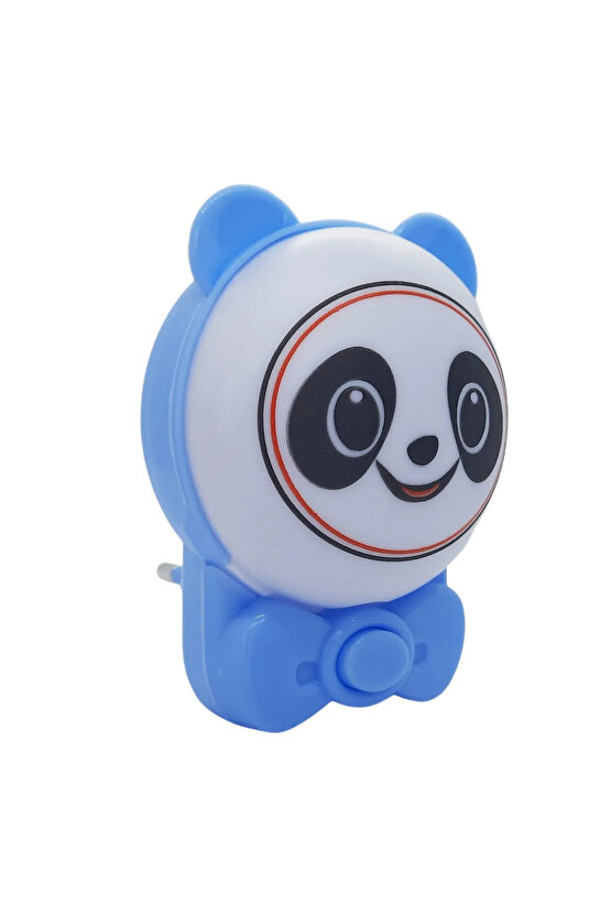 Sevimli Panda Bebek Çocuk Odası Gece Lambası, Prize Tak Çalıştır Anahtarlı, 2 Watt Beyaz Işık Ledli