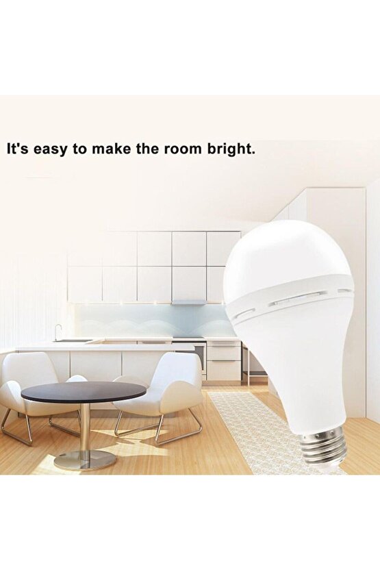 2 Adet Elektrik Kesilince de Çalışan 9 Watt Led Ampul, Kendini Şarj Eden E27 Duy Kaliteli Led Ampul