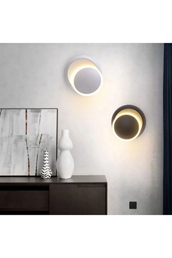 2 Adet Elektrikle Çalışır, BEYAZ ve SİYAH Alüminyum Kasa, Modern Aplik, 6 Watt Günışı Led Armatür
