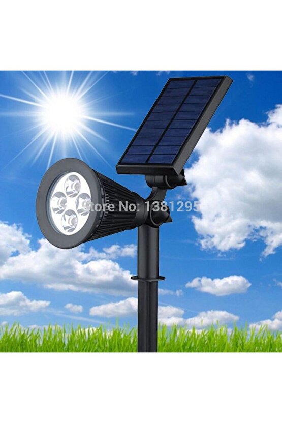 4 Adet, 7 Watt Günışığı, Kaliteli Solar Armatür, Güneş Enerjili Bahçe, Çim, Çiçek, Ağaç Armatürü
