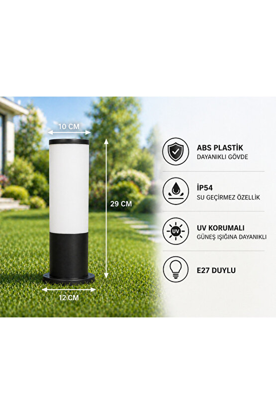 Bahçe Set Üstü Armatür Kule Kısa Siyah Ip54 29cm