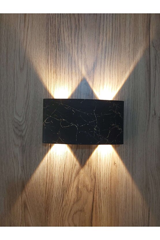 U2 Uranüs Mermer Desen Kasa 4 Watt (10 WATT EŞDEĞER) Gün Işığı Ledli Çift Yönlü Iç - Dış Mekan Aplik