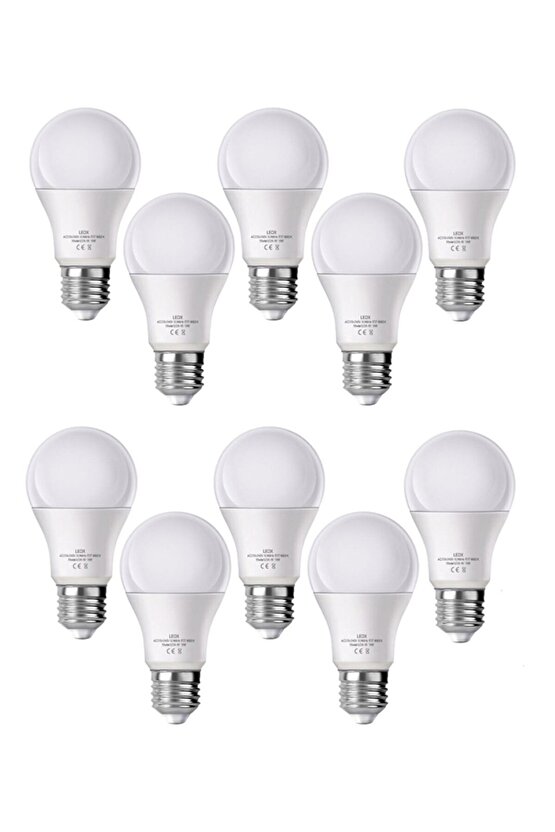 10 Adet 9 Watt Enerji Tasarruflu Gün Işığı Led Ampul