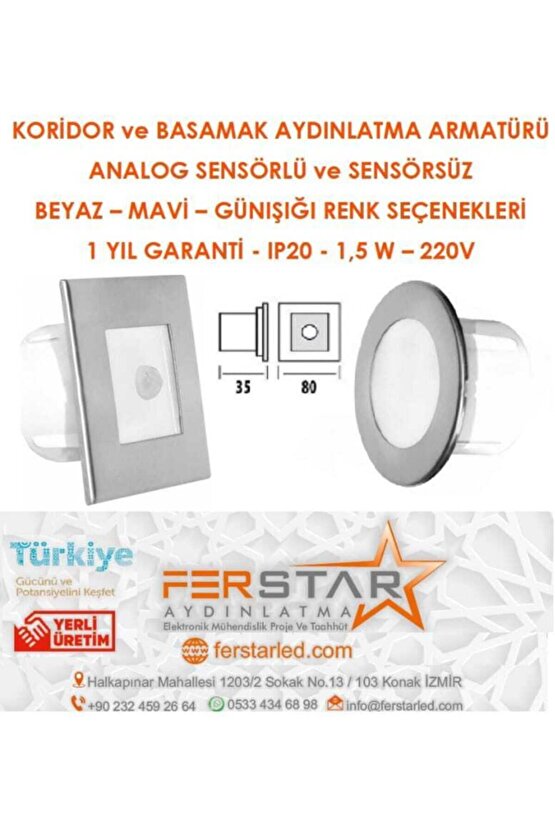 Yuvarlak Mavi Işık Sensörsüz Led Spot Koridor Ve Basamak Armatürü