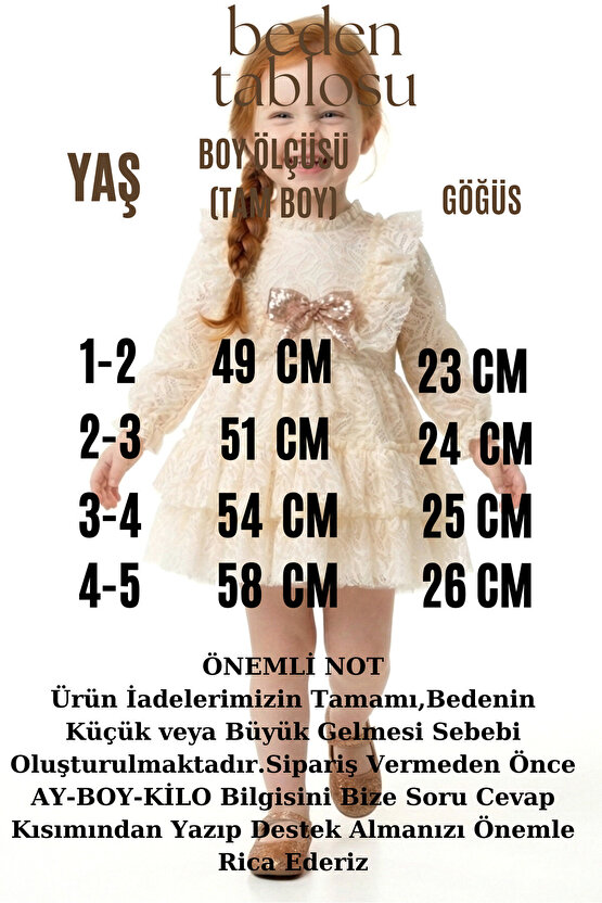 Kız Bebek Elbise Kız Çocuk Elbise Yakalı Doğum Günü Parti Düğün Özel Gün Tütü Tüllü Fiyonklu Astarlı