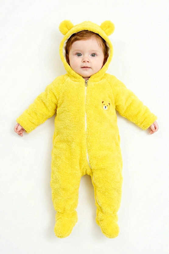 Welsoft Peluş Fermuarlı Kışlık Unisex Kız Erkek Bebek Uyku Tulumu Bebek Tulumu Çocuk Tulumu
