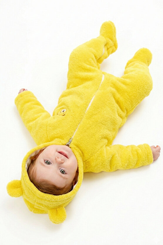 Welsoft Peluş Fermuarlı Kışlık Unisex Kız Erkek Bebek Uyku Tulumu Bebek Tulumu Çocuk Tulumu