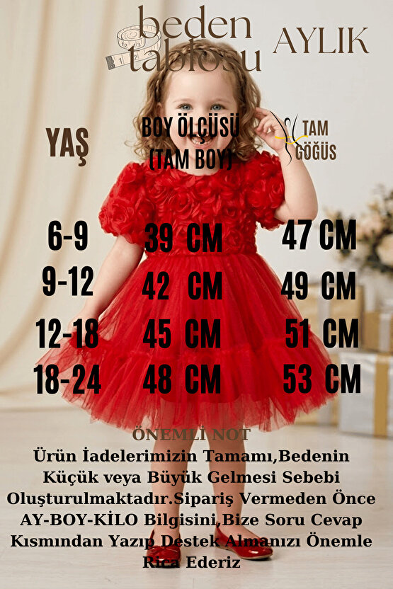 Kız Bebek Kız Çocuk Doğum Günü Parti Düğün Elbise Kısa Kol Güllü Fiyonklu Tüllü Tütü Astarlı