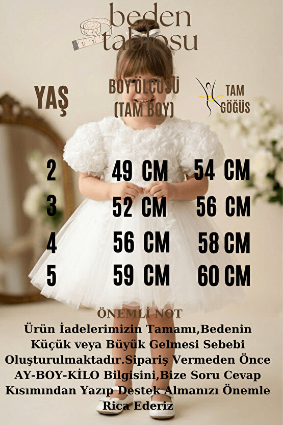 Kız Bebek Kız Çocuk Doğum Günü Parti Düğün Elbise Kısa Kol Astarlı Tüllü Güllü Çiçekli Fiyonklu