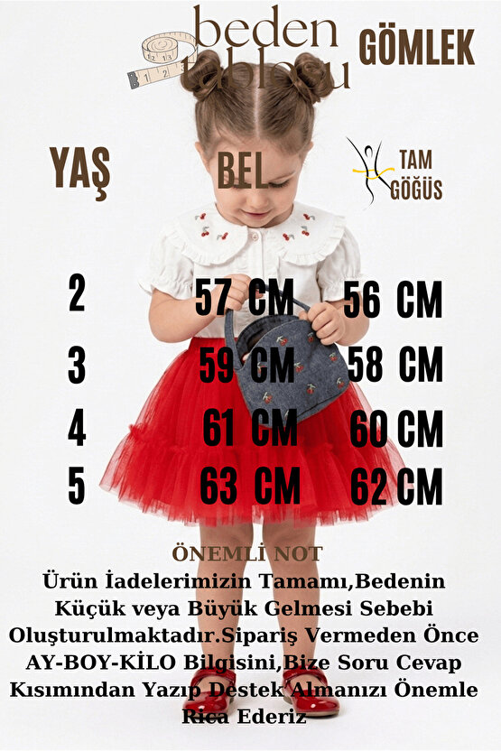 Kız Bebek Kız Çocuk Doğum Günü Parti Düğün Elbise İkili Takım Kısa Kol Çantalı Yakalı Kirazlı Tüllü