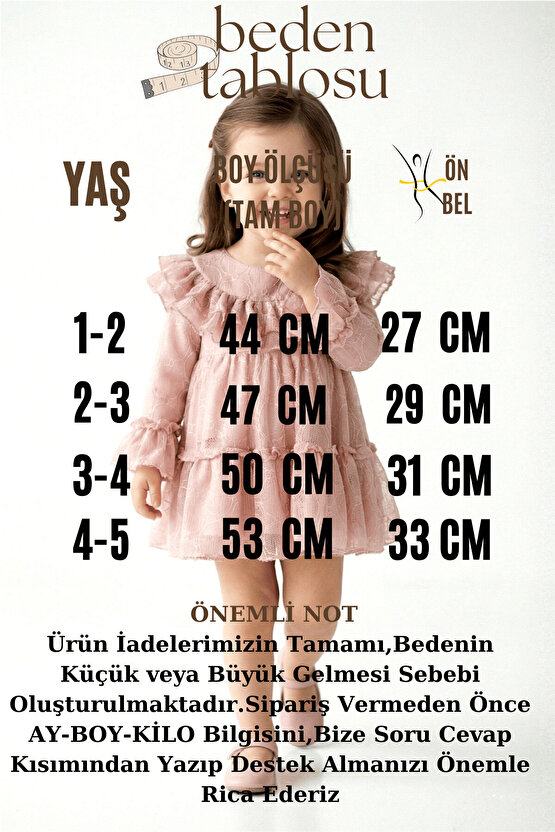 Kız Bebek Elbise Kız Çocuk Elbise Doğum Günü Parti Düğün Özel Gün Uzun Kol Astarlı Elbise