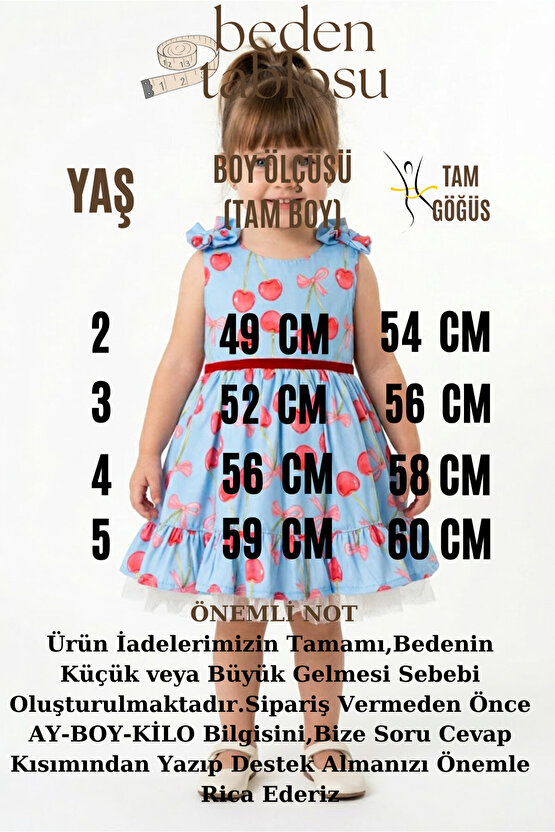 Kız Bebek Kız Çocuk Doğum Günü Parti Düğün Elbise Kısa Kol Askılı Kolsuz Astarlı Kirazlı