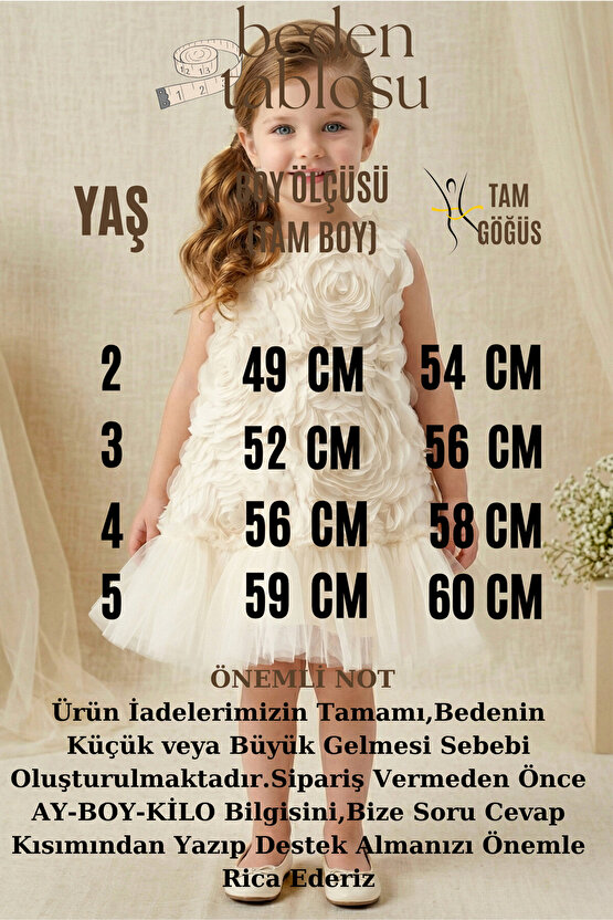 Kız Bebek Kız Çocuk Doğum Günü Parti Düğün Elbise Kısa Kol Kolsuz Güllü Fiyonklu Tüllü Tütü Astarlı