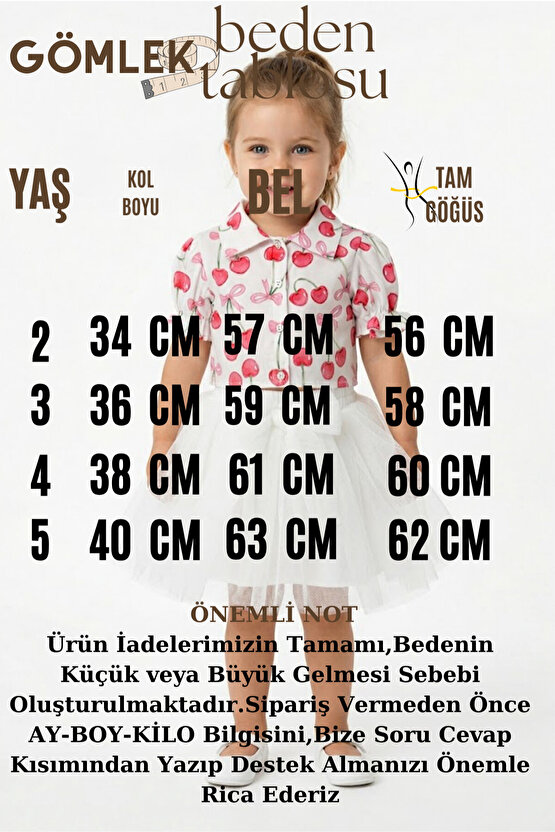 Kız Bebek Kız Çocuk Doğum Günü Parti Düğün Elbise İkili Takım Kısa Kol Kirazlı Tüllü Astarlı