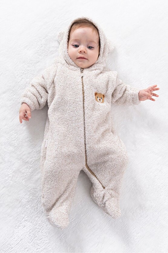 Welsoft Peluş Fermuarlı Kışlık Unisex Kız Erkek Bebek Uyku Tulumu Bebek Tulumu Çocuk Tulumu Kostümü