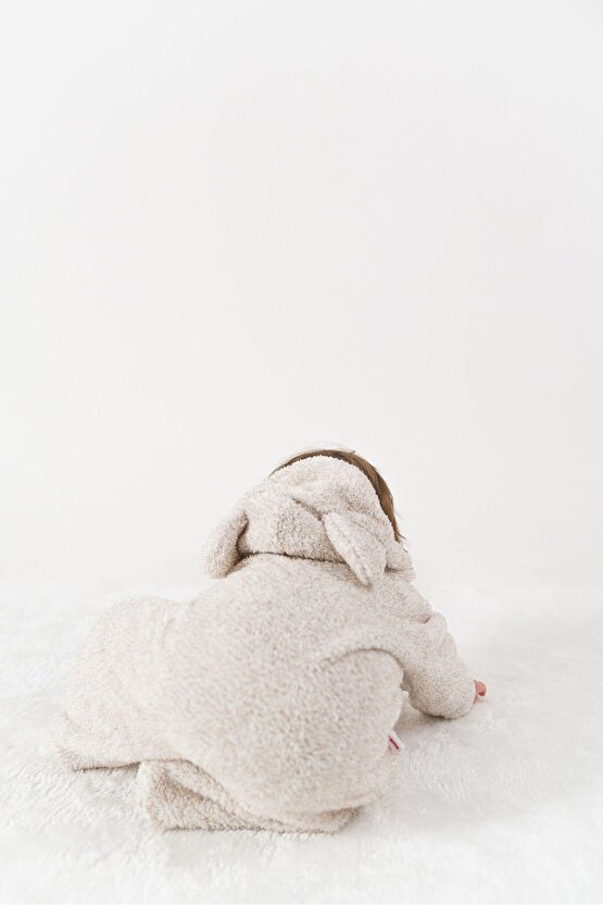 Welsoft Peluş Fermuarlı Kışlık Unisex Kız Erkek Bebek Uyku Tulumu Bebek Tulumu Çocuk Tulumu Kostümü
