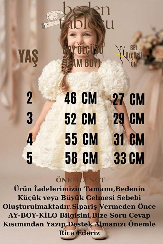 Kız Bebek Kız Çocuk Doğum Günü Parti Düğün Elbise Kısa Kol Güllü Tüllü Tütü Astarlı