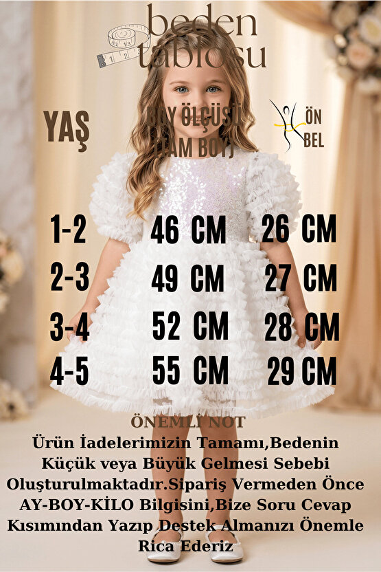 Kız Bebek Kız Çocuk Doğum Günü Parti Düğün Elbise Kısa Kol Astarlı Pullu Simli Fırfırlı