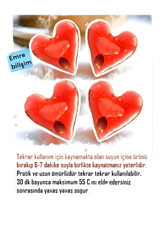 4 Adet Sihirli Isıtıcı Jel Cep Soba Isıtıcı Kalp Şekilli El Cep Isıtma