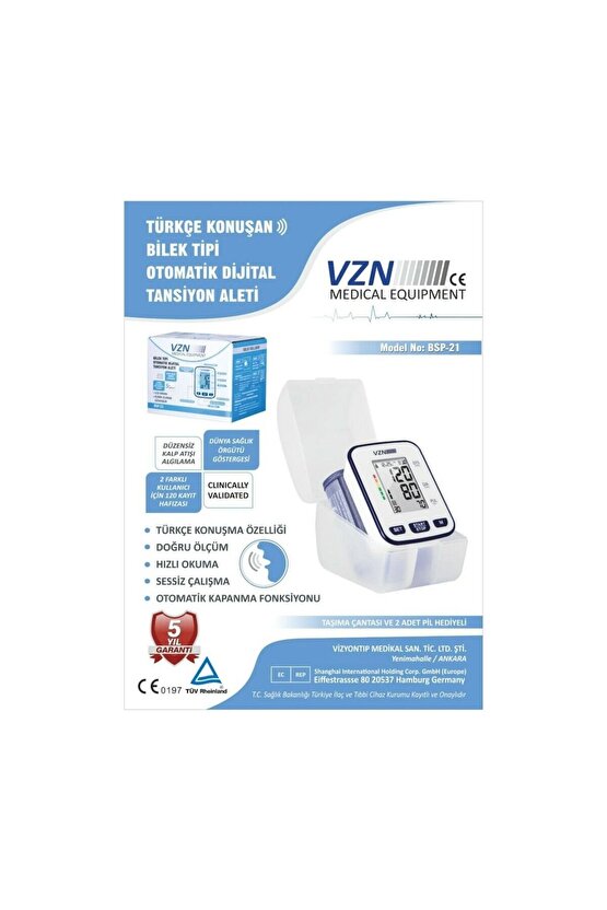 Vzn Bilekten Ölçen Tansiyon Aleti 5 Yıl GarantiVizyon Tıp