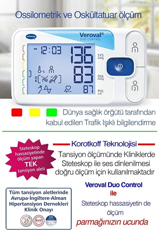 Tansiyon Aleti, Veroval Duo Control, Osilometrik Ve Oskültatuar ÖlçümHartmann