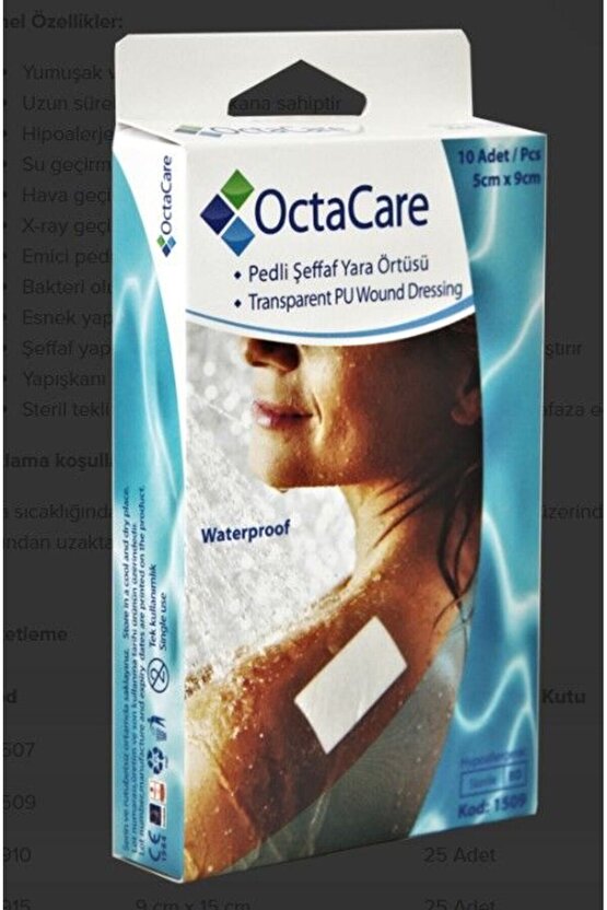 Su Geçirmez Şeffaf Pu Film Yara Örtüsü (Sezeryan Bandı) Octamed 10 ADET 5CMX9CM