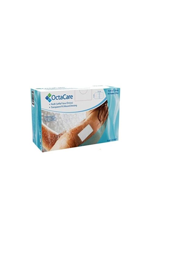 Şeffaf Pedli Su Geçirmez Yara Örtüsü 5 CM x 7.5 CM 25 Adet Steril Tekli Paket