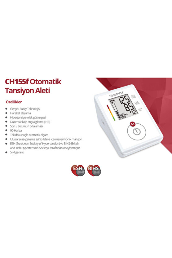 Rossmax CH155f Üst Kol Tipi Otomatik Tansiyon Aleti 2 Yıl GarantiliRossmax