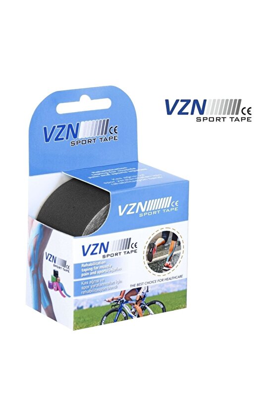 Vzn Ağrı Bandı Kinesio Bant Sporcu Bandı Ağrı Bandı Siyah 5 cmx5 m