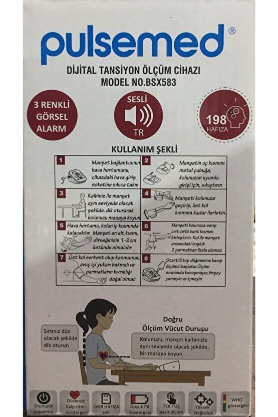 Dijital Türkçe Konuşan Koldan Tansiyon Ölçüm CihazıPulsemed