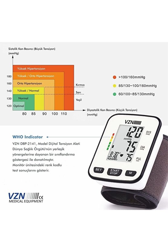 Vzn Bilek Tipi Türkçe Konuşan Otomatik Dijital Tansiyon AletiVZN medical equipment