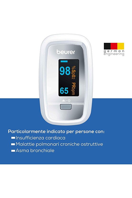 beurer PO30 Pulse oksimetre (GriBeyaz, der kalp atış hızı belirlemek ve Arter Oksijenasyonu)