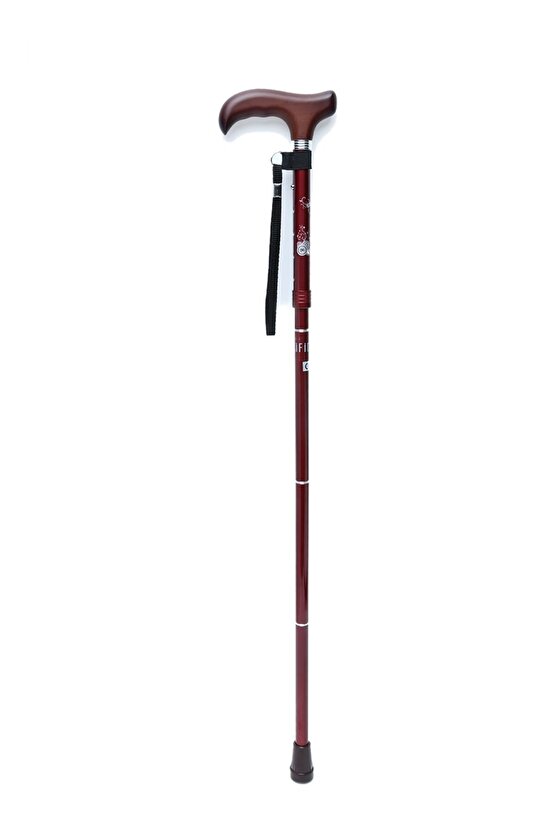 606SAW Taşlı Katlanır Baston 9030-1 Bordo Desenli