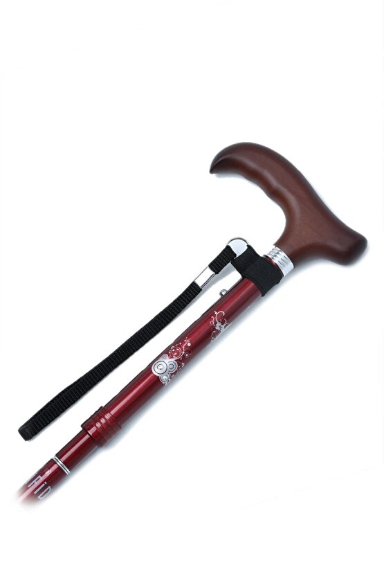 606SAW Taşlı Katlanır Baston 9030-1 Bordo Desenli