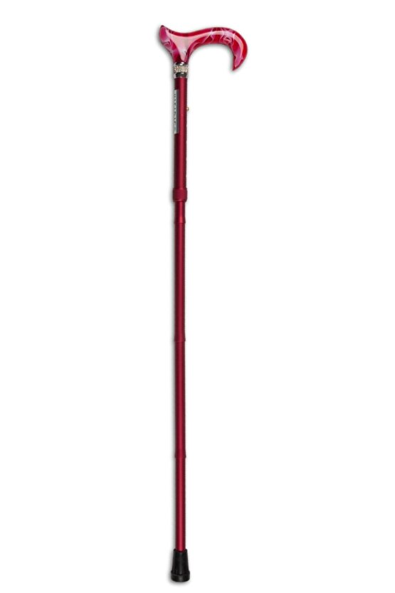 Taşlı Katlanır Baston Kırmızı  Red