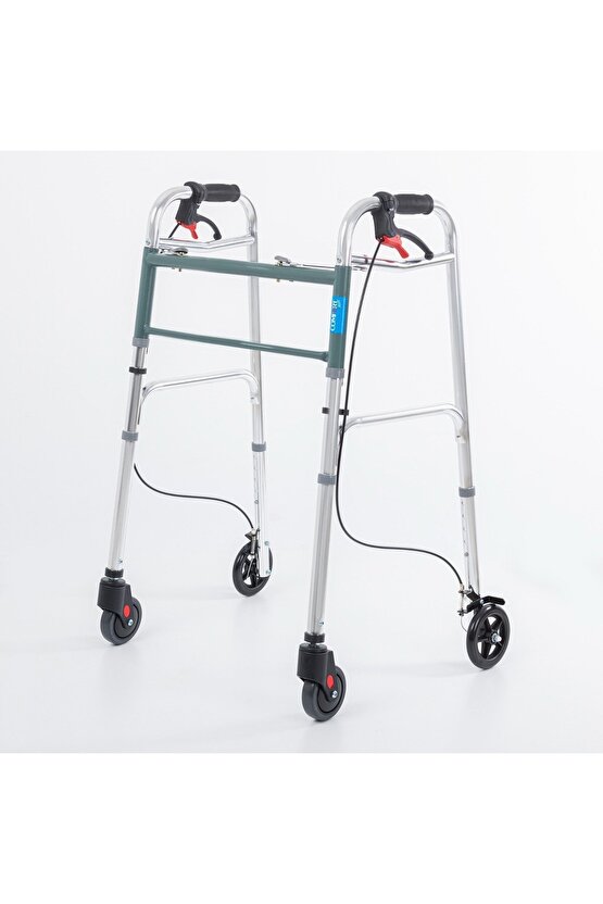 Comfort ultra lüx Frenli 4 Tekerli Hasta Alüminyum Tekerlekli Hasta Yürüteci Walker