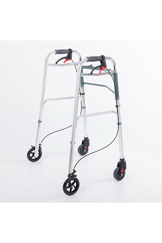 Comfort ultra lüx Frenli 4 Tekerli Hasta Alüminyum Tekerlekli Hasta Yürüteci Walker