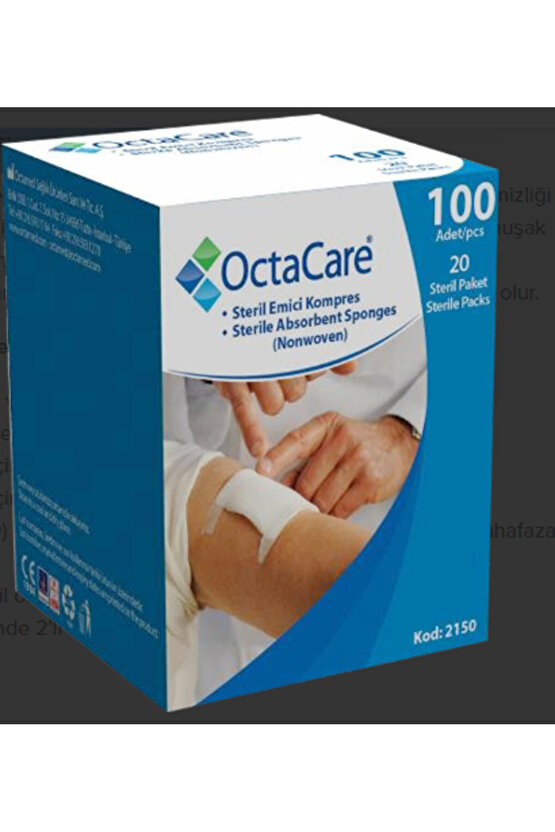 (10 paket) OctaCare Steril Emici Kompres (Non-Wowen) 7,5cm x 7,5cm 100 Adet