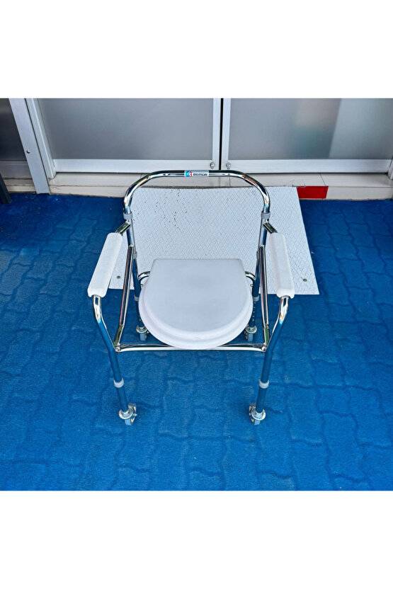 BME668 Katlanabilir Tekerlekli Klozetli sandalye Tuvalet ve Banyo Sandalyesi