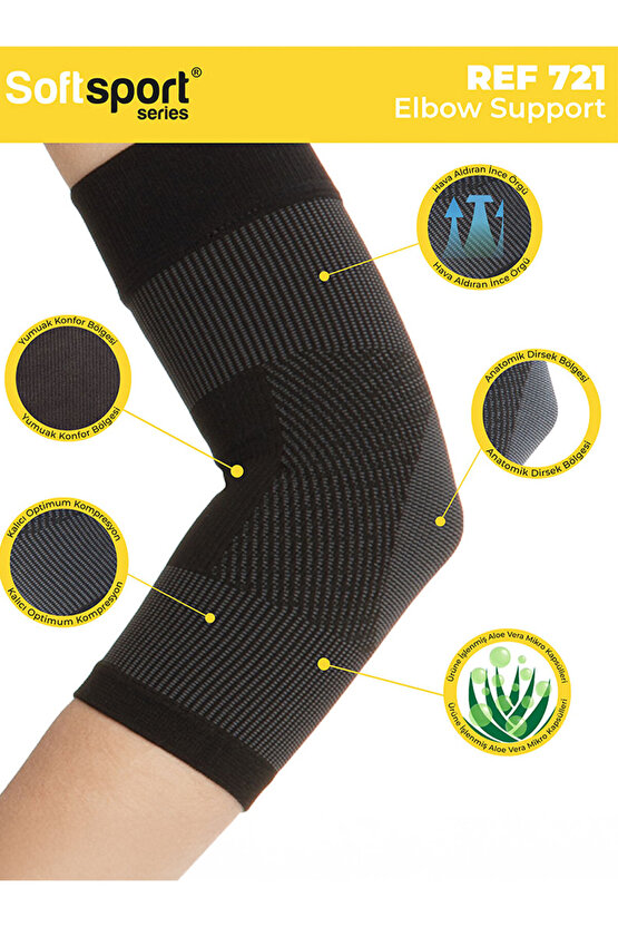 Softsport REF 721 Dirseklik Sporcu Dirsekliği Kompresyonlu Yeni Nesil Destek Bandajı