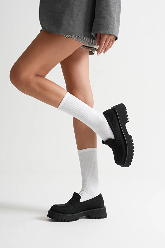 Kadın Loafer Siyah Süet
