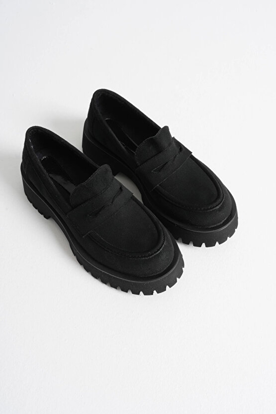 Kadın Loafer Siyah Süet