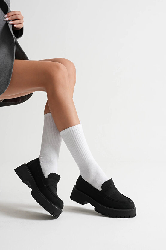 Kadın Loafer Siyah Süet