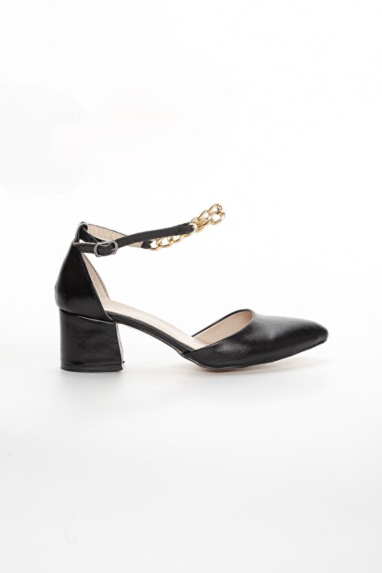 Zincirli Kısa Stiletto Siyah Mat