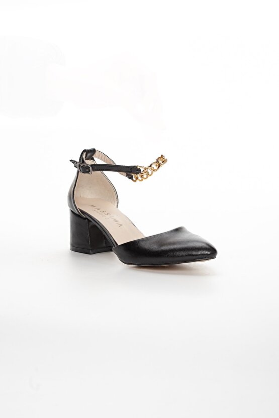 Zincirli Kısa Stiletto Siyah Mat